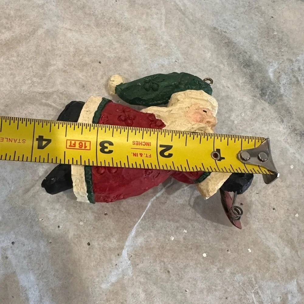 Vintage folk art whimsical Santa Claus Ornament with Heart